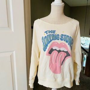 Rolling Stones off the shoulder sweat shirt